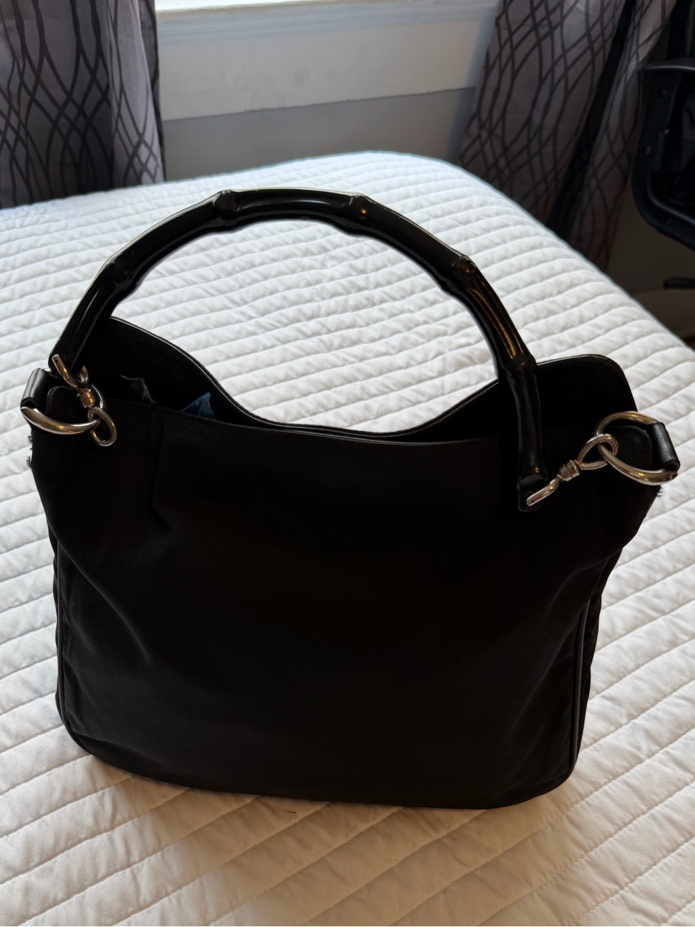 Gucci Black Shoulder Bag with Bamboo-Style Top Handle